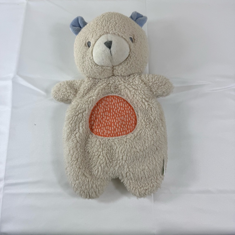 Ingenuity‎ Bear Nate Baby Flat Lovey Plush Bean Stuffed Beige Orange Blue Ears